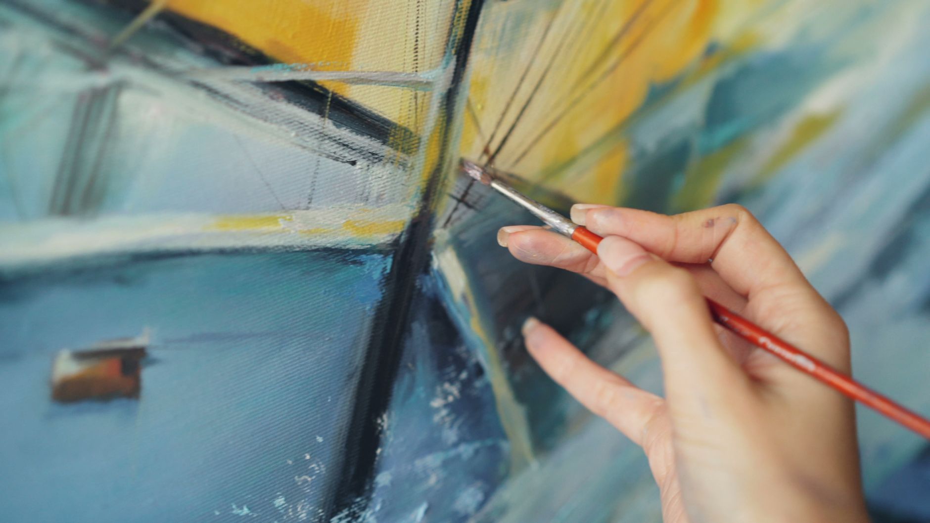 Paintbrushes and colourful paint